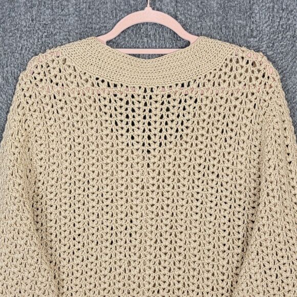 Talbots Cardigan Sweater Womens 2X Tan Hand Knit Mercerized Cotton 3-Button - Picture 9 of 13